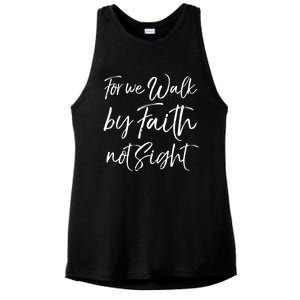 Christian Faith Quote Gift For We Walk By Faith Not Sight Great Gift Ladies PosiCharge Tri-Blend Wicking Tank