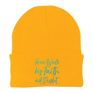 Christian Faith Quote Gift For We Walk By Faith Not Sight Great Gift Knit Cap Winter Beanie