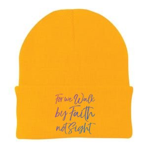 Christian Faith Quote Gift For We Walk By Faith Not Sight Great Gift Knit Cap Winter Beanie