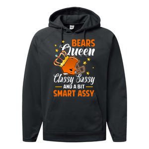 Chicago Football Queen Classy Sassy And A Bit Smart Assy Performance Fleece Hoodie