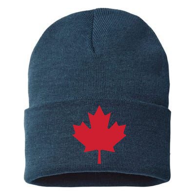 Canadian Flag Red Maple Leaf Canada Day Sustainable Knit Beanie