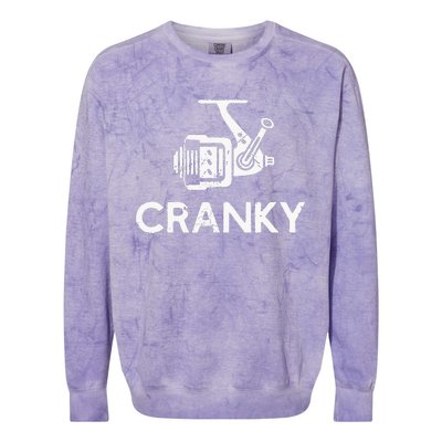 Cranky Fishing Reel Pun Humor Fishermen Colorblast Crewneck Sweatshirt