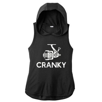 Cranky Fishing Reel Pun Humor Fishermen Ladies PosiCharge Tri-Blend Wicking Draft Hoodie Tank