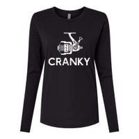 Cranky Fishing Reel Pun Humor Fishermen Womens Cotton Relaxed Long Sleeve T-Shirt