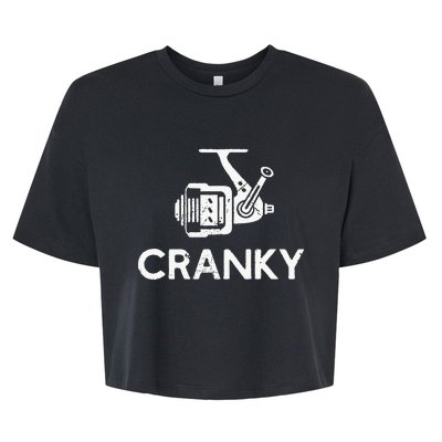 Cranky Fishing Reel Pun Humor Fishermen Bella+Canvas Jersey Crop Tee