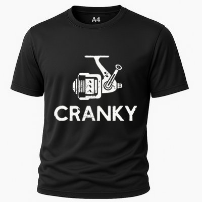 Cranky Fishing Reel Pun Humor Fishermen Cooling Performance Crew T-Shirt