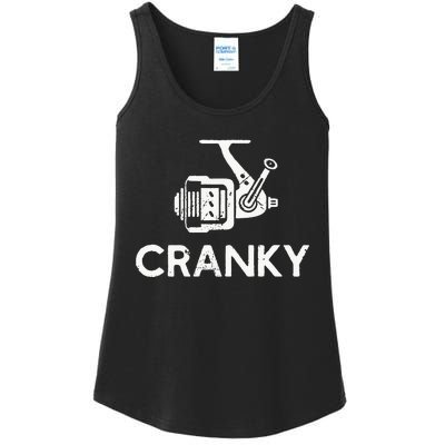 Cranky Fishing Reel Pun Humor Fishermen Ladies Essential Tank