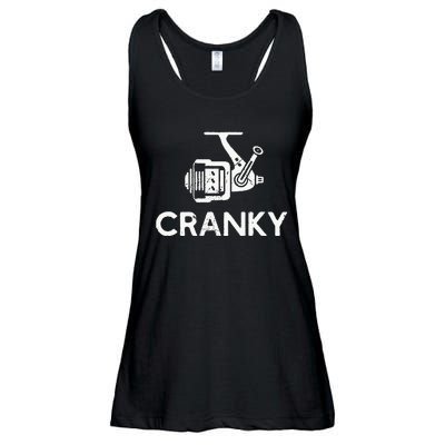 Cranky Fishing Reel Pun Humor Fishermen Ladies Essential Flowy Tank