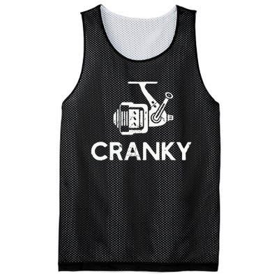 Cranky Fishing Reel Pun Humor Fishermen Mesh Reversible Basketball Jersey Tank