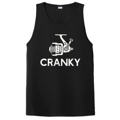 Cranky Fishing Reel Pun Humor Fishermen PosiCharge Competitor Tank