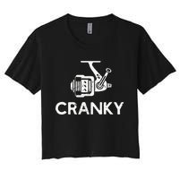 Cranky Fishing Reel Pun Humor Fishermen Women's Crop Top Tee