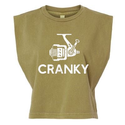 Cranky Fishing Reel Pun Humor Fishermen Garment-Dyed Women's Muscle Tee