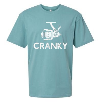 Cranky Fishing Reel Pun Humor Fishermen Sueded Cloud Jersey T-Shirt