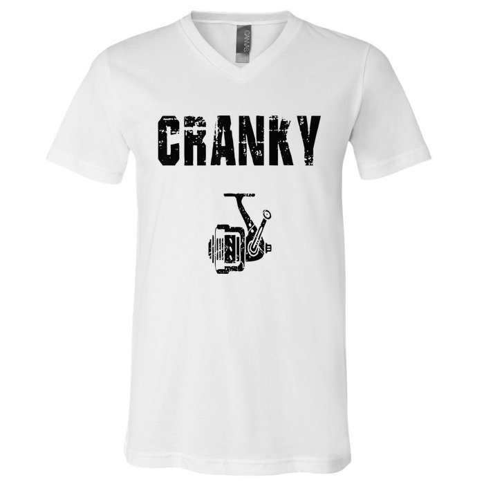 Cranky Fishing Reel Fishing V-Neck T-Shirt