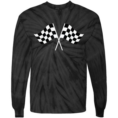 Checkered Flag Racing Tie-Dye Long Sleeve Shirt