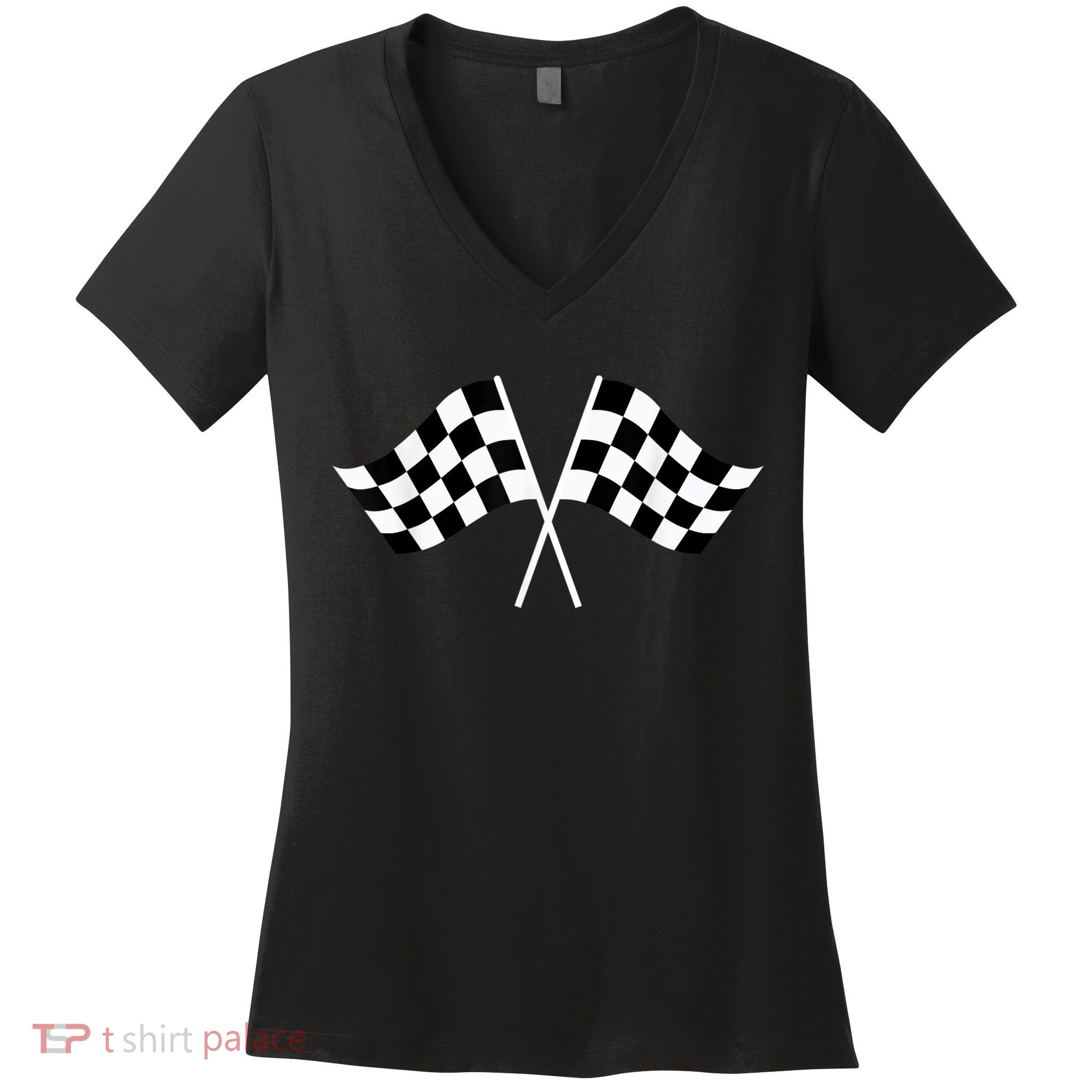 Checkered Flag Racing Women's V-Neck T-Shirt