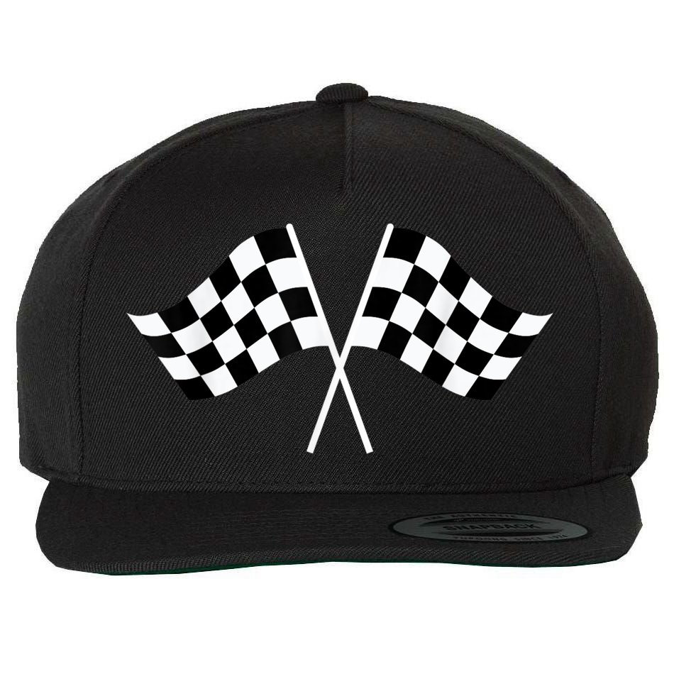 Checkered Flag Racing Wool Snapback Cap