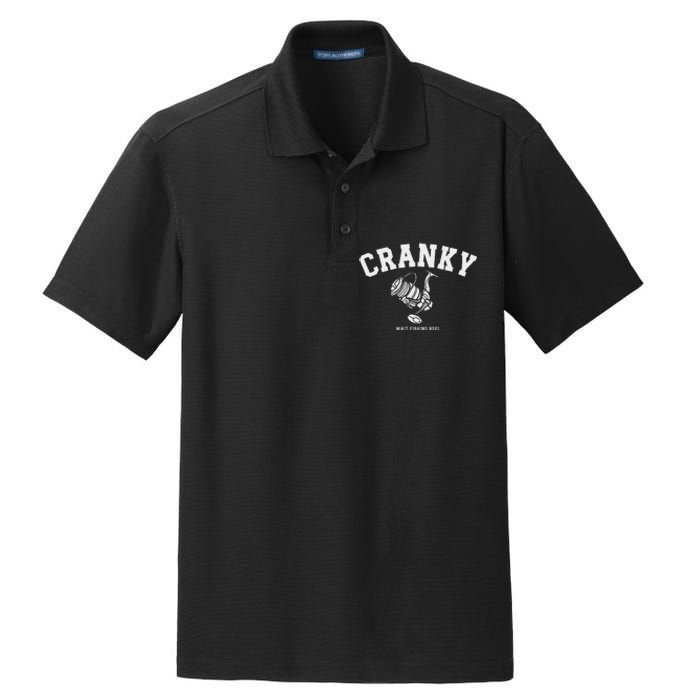 Cranky Fishing Reel Pun Humor Fishermen Hoilday Dry Zone Grid Polo