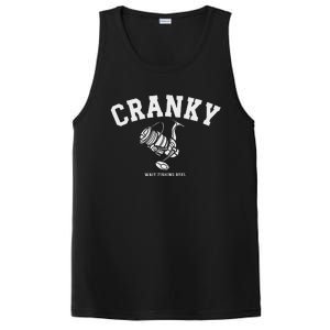 Cranky Fishing Reel Pun Humor Fishermen Hoilday PosiCharge Competitor Tank