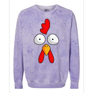 Chicken Face Rooster Halloween Costume Farm Poultry Colorblast Crewneck Sweatshirt