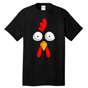 Chicken Face Rooster Halloween Costume Farm Poultry Tall T-Shirt