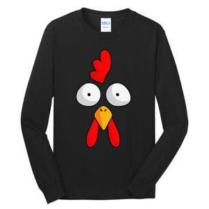 Chicken Face Rooster Halloween Costume Farm Poultry Tall Long Sleeve T-Shirt