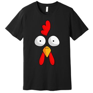 Chicken Face Rooster Halloween Costume Farm Poultry Premium T-Shirt