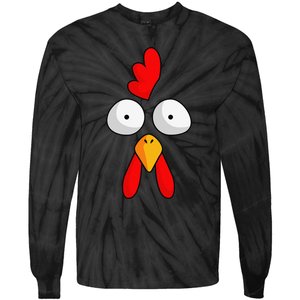 Chicken Face Rooster Halloween Costume Farm Poultry Tie-Dye Long Sleeve Shirt