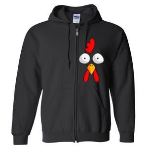 Chicken Face Rooster Halloween Costume Farm Poultry Full Zip Hoodie