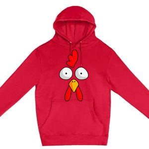 Chicken Face Rooster Halloween Costume Farm Poultry Premium Pullover Hoodie