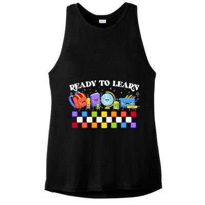 Cute Funny Ready To Learn Back To School Ladies PosiCharge Tri-Blend Wicking Tank
