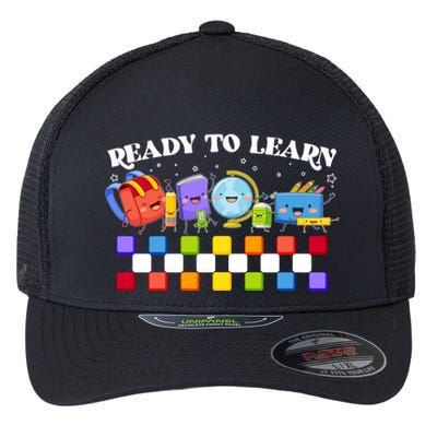 Cute Funny Ready To Learn Back To School Flexfit Unipanel Trucker Cap