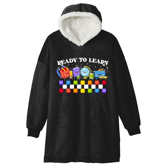 Cute Funny Ready To Learn Back To School Hooded Wearable Blanket