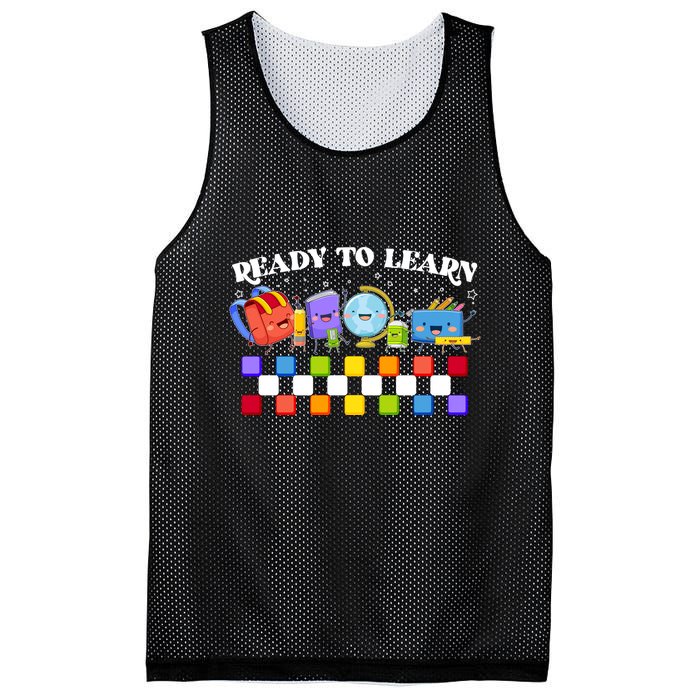 Cute Funny Ready To Learn Back To School Mesh Reversible Basketball Jersey Tank