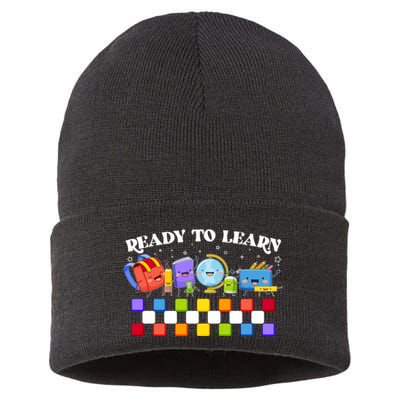 Cute Funny Ready To Learn Back To School Sustainable Knit Beanie