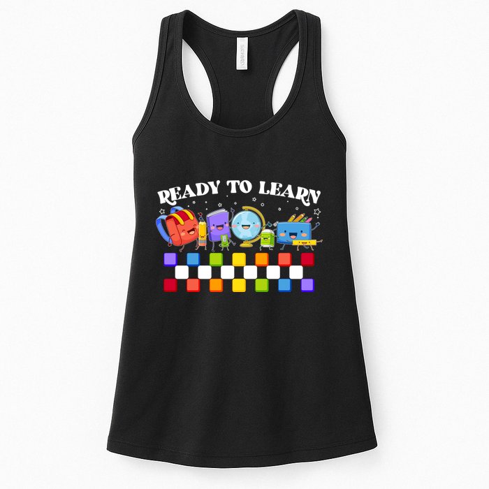 Cute Funny Ready To Learn Back To School Womens Tank Top