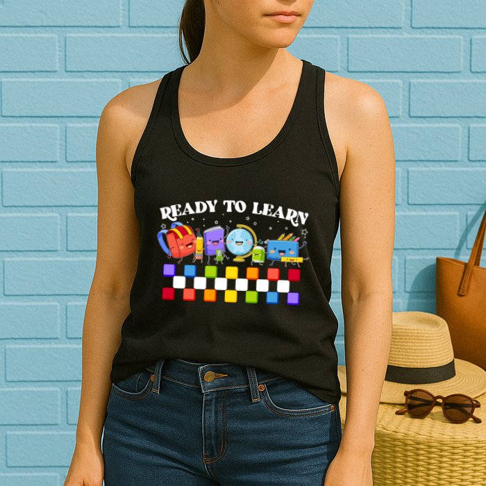 Cute Funny Ready To Learn Back To School Womens Tank Top