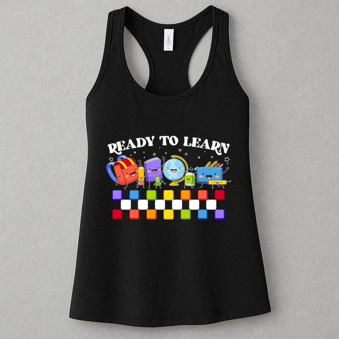 Cute Funny Ready To Learn Back To School Womens Tank Top