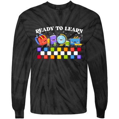 Cute Funny Ready To Learn Back To School Tie-Dye Long Sleeve Shirt