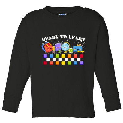 Cute Funny Ready To Learn Back To School Toddler Long Sleeve Shirt
