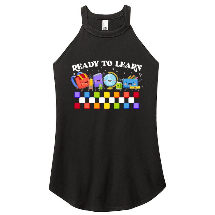 Cute Funny Ready To Learn Back To School Women's Perfect Tri Rocker Tank