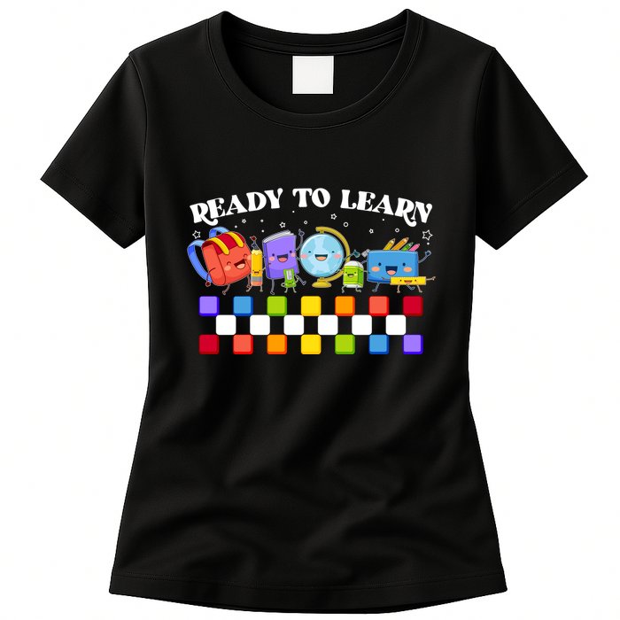 Cute Funny Ready To Learn Back To School Womens T-Shirt