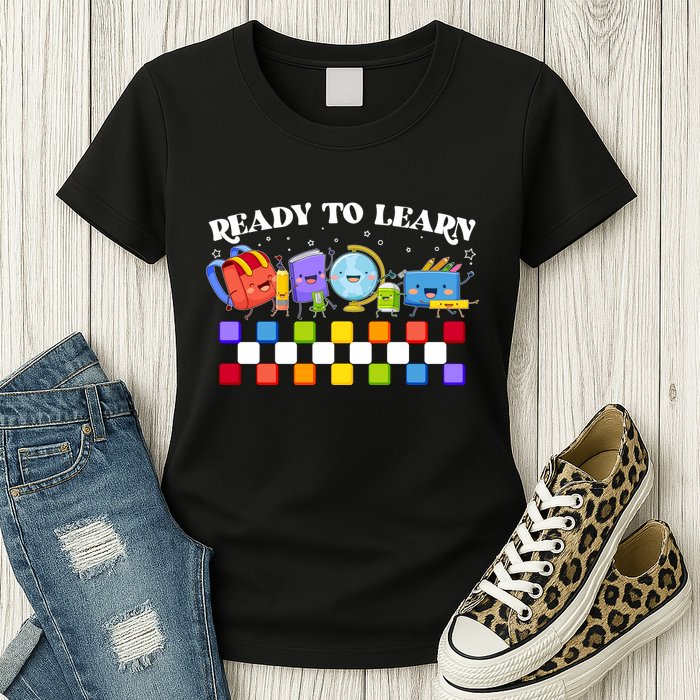 Cute Funny Ready To Learn Back To School Womens T-Shirt