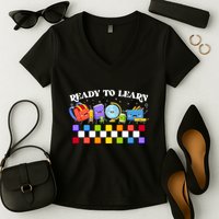 Cute Funny Ready To Learn Back To School Women's V-Neck T-Shirt