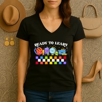 Cute Funny Ready To Learn Back To School Women's V-Neck T-Shirt