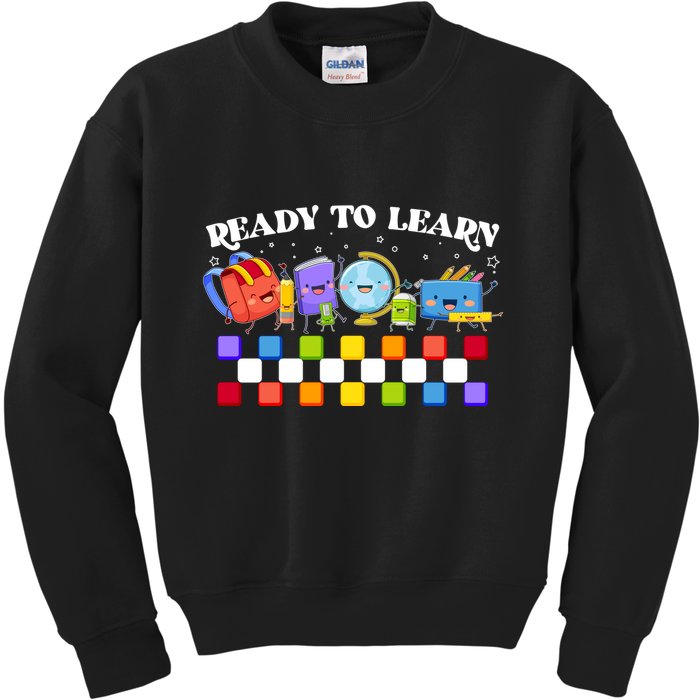 Cute Funny Ready To Learn Back To School Kids Sweatshirt