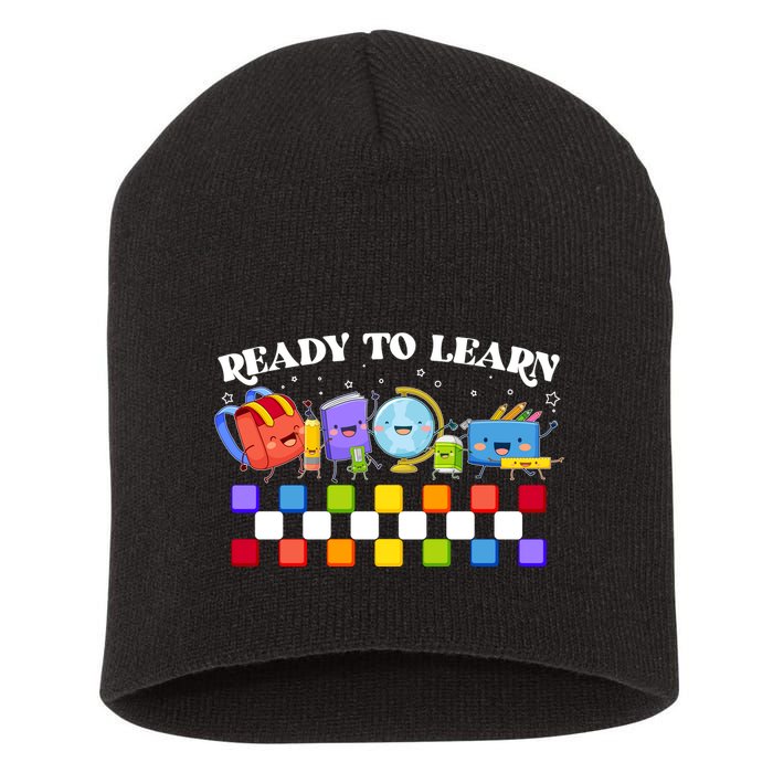 Cute Funny Ready To Learn Back To School Short Acrylic Beanie