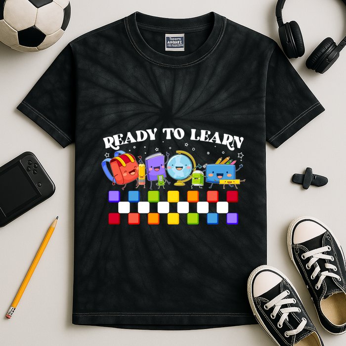 Cute Funny Ready To Learn Back To School Kids Tie-Dye T-Shirt