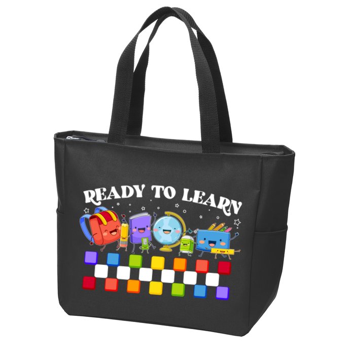 Cute Funny Ready To Learn Back To School Zip Tote Bag