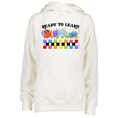 Cute Funny Ready To Learn Back To School Womens Funnel Neck Pullover Hood